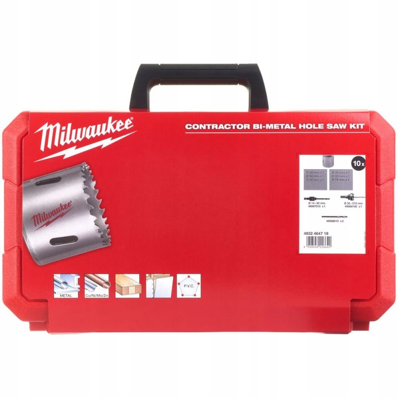 Купити Набір коронок Holesaw BiM Contractor MILWAUKEE Set 1 (O25/32/40/54/68/76мм) (10шт.), пластиковий кейс. Офіційний магазин Мілвокі Україна, фірмова гарантія з доставкою по Украіні