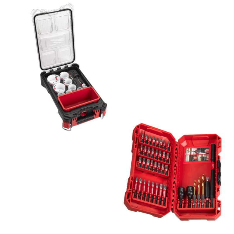 Купити Набір коронок Milwaukee 10 предметів в PACKOUT + набір свердел SHOCKWAVE 40 предметів. Офіційний магазин Мілвокі Україна, фірмова гарантія з доставкою по Украіні
