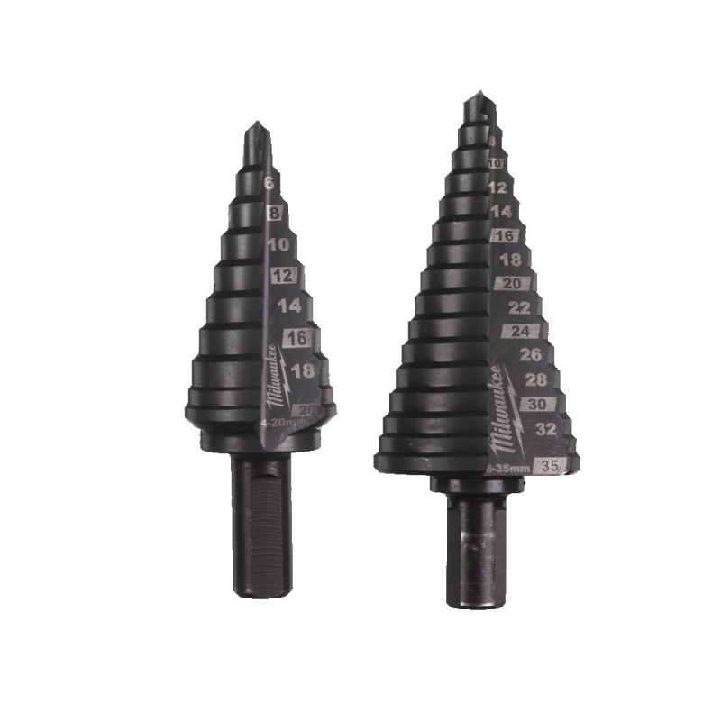 Купити Набір свердл ступінчастих Step Drill COBALT ALCRN MILWAUKEE (Ø4–20мм и Ø6–35мм) (2шт), пластикова коробка. Офіційний магазин Мілвокі Україна, фірмова гарантія з доставкою по Украіні