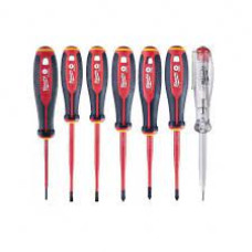Купити Набір викруток ізольованих VDE MILWAUKEE, (7шт), (SL2,5/ SL3/ SL4/ PH2/ PZ1/PZ2 / викрутка-тестер). Офіційний магазин Мілвокі Україна, фірмова гарантія з доставкою по Украіні