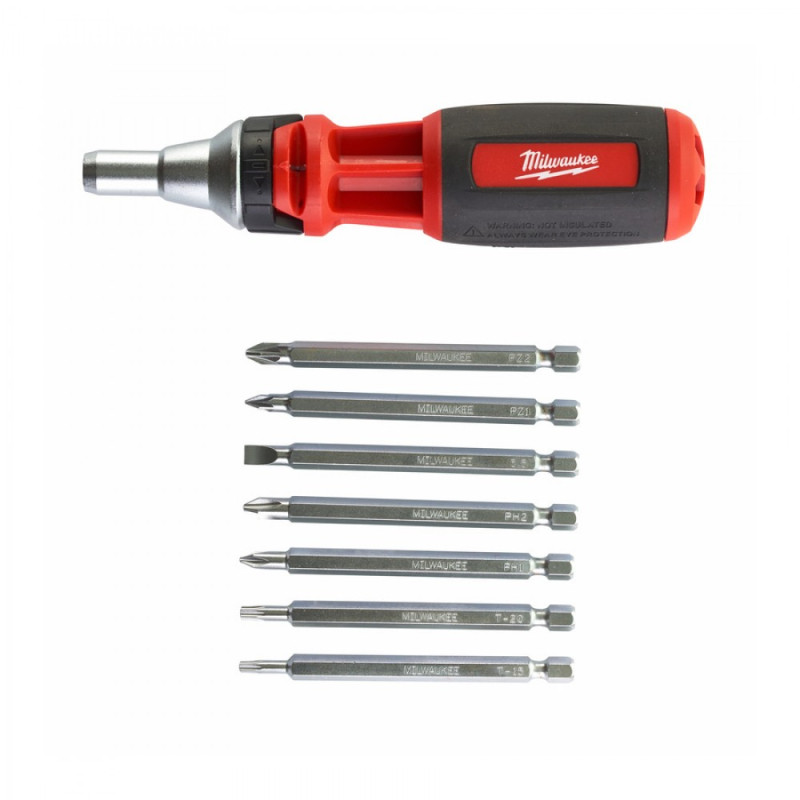 Купити Викрутка з тріскачкою універсальна 9-в-1 (PH1, PH2, PZ1, PZ2, Torx15, Torx20, SL5.5) MILWAUKEE. Офіційний магазин Мілвокі Україна, фірмова гарантія з доставкою по Украіні