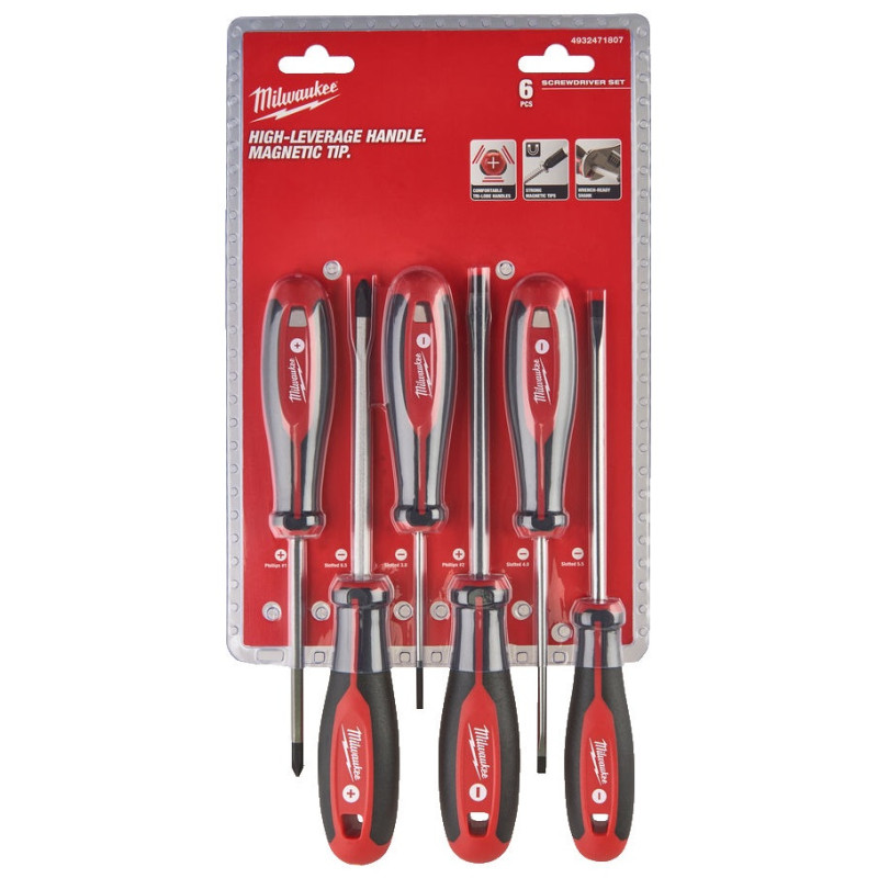 Купити Набір викруток магнітних з тригранною рукояткою MILWAUKEE, (PH1/PH2/SL3/ SL4/SL5,5/SL6,5), (6шт). Офіційний магазин Мілвокі Україна, фірмова гарантія з доставкою по Украіні