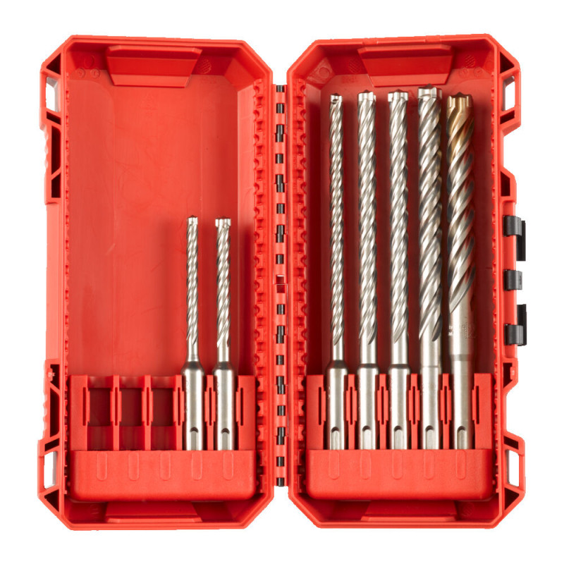 Купити Набір буров SDS-PLUS MX4 PACKOUT MILWAUKEE, (діаметри 5/6/6/8/8/10/12мм), (7шт), (заміна на 4932500060) пластиковий кейс. Офіційний магазин Мілвокі Україна, фірмова гарантія з доставкою по Украіні