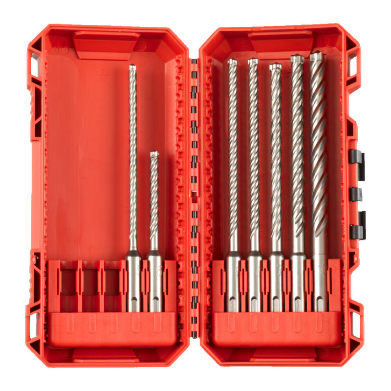 Купити Набір бурів SDS-PLUS MX4 PACKOUT MILWAUKEE (діаметри 5,5/5/5,5/6/8/10мм) (7шт), (заміна на 4932500061) пластиковий кейс. Офіційний магазин Мілвокі Україна, фірмова гарантія з доставкою по Украіні