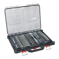 Купити Набір головок торцевих хромованих 1/2''+ 1/4'' PACKOUT MILWAUKEE, з тріскачкою, (63шт), пластиковий органайзер. Офіційний магазин Мілвокі Україна, фірмова гарантія з доставкою по Украіні