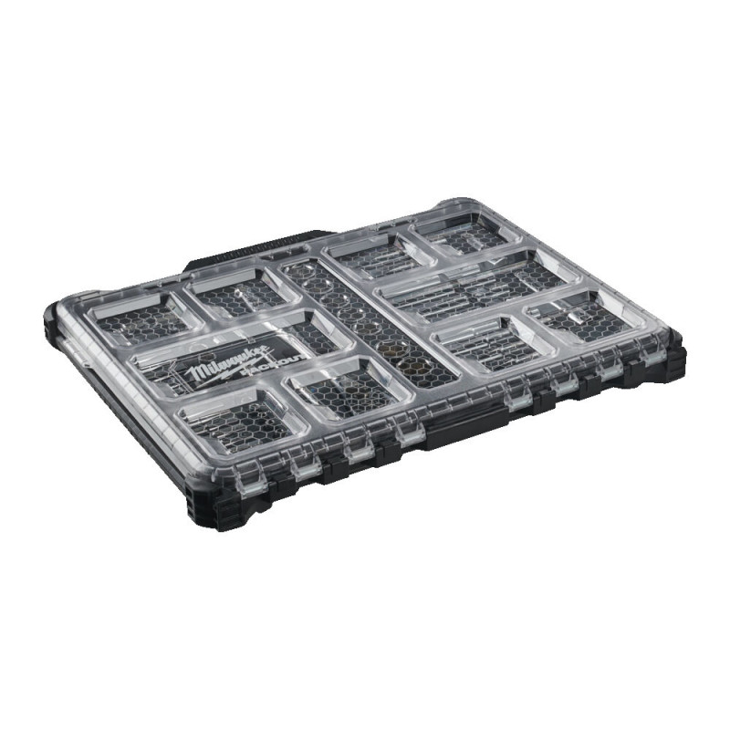 Купити Набір головок торцевих хромованих 1/2''+ 1/4'' PACKOUT MILWAUKEE, з тріскачкою, (63шт), пластиковий органайзер. Офіційний магазин Мілвокі Україна, фірмова гарантія з доставкою по Украіні