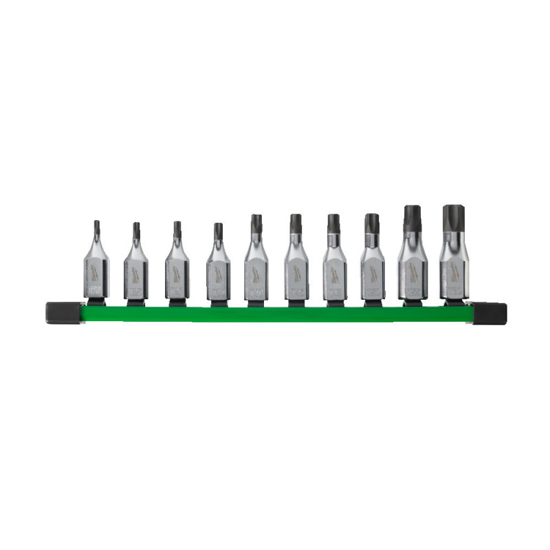 Купити Набір головок торцевих хромованих 3/8'' MILWAUKEE з бітою TORX, (Т20-Т60) на планці (10шт). Офіційний магазин Мілвокі Україна, фірмова гарантія з доставкою по Украіні