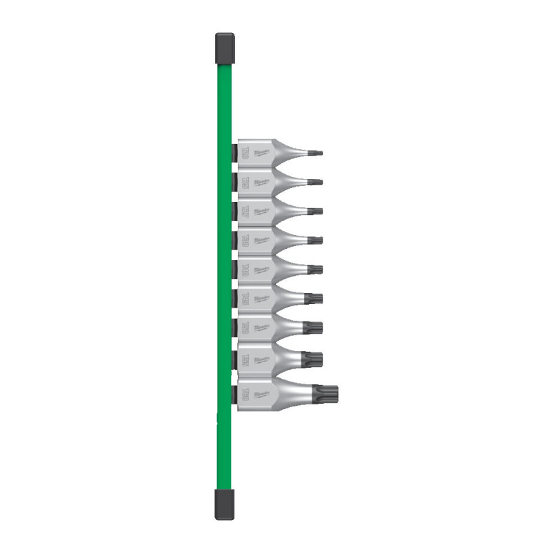 Купити Набір головок торцевих хромованих 1/2'' MILWAUKEE, з бітою Torx (Т20-Т60) на планці, (9шт). Офіційний магазин Мілвокі Україна, фірмова гарантія з доставкою по Украіні
