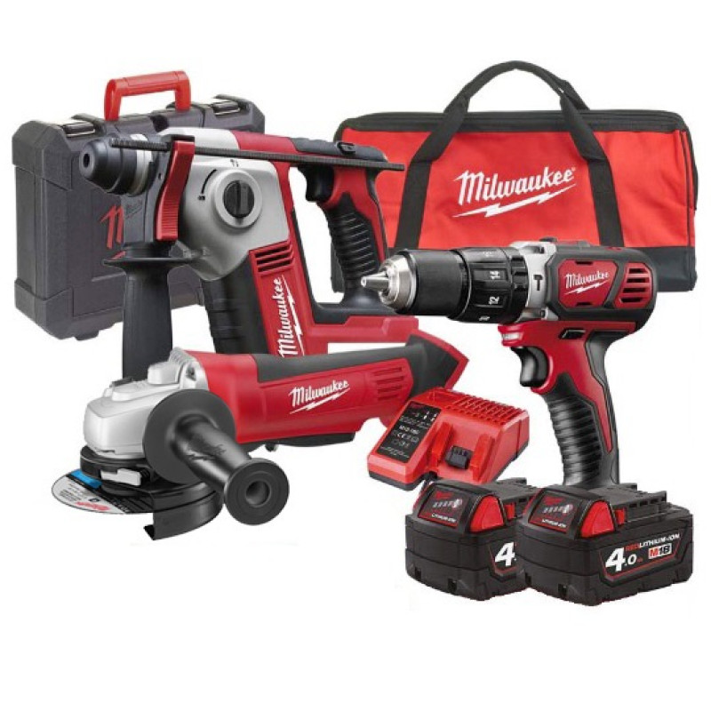 Купити Набір інструментів акумуляторних MILWAUKEE, M18 BPP3A-402B - KIT COMPOSTO DA: (зарядний пристрій M12-18FC, 2 акумулятори M18 B4. Офіційний магазин Мілвокі Україна, фірмова гарантія з доставкою по Украіні