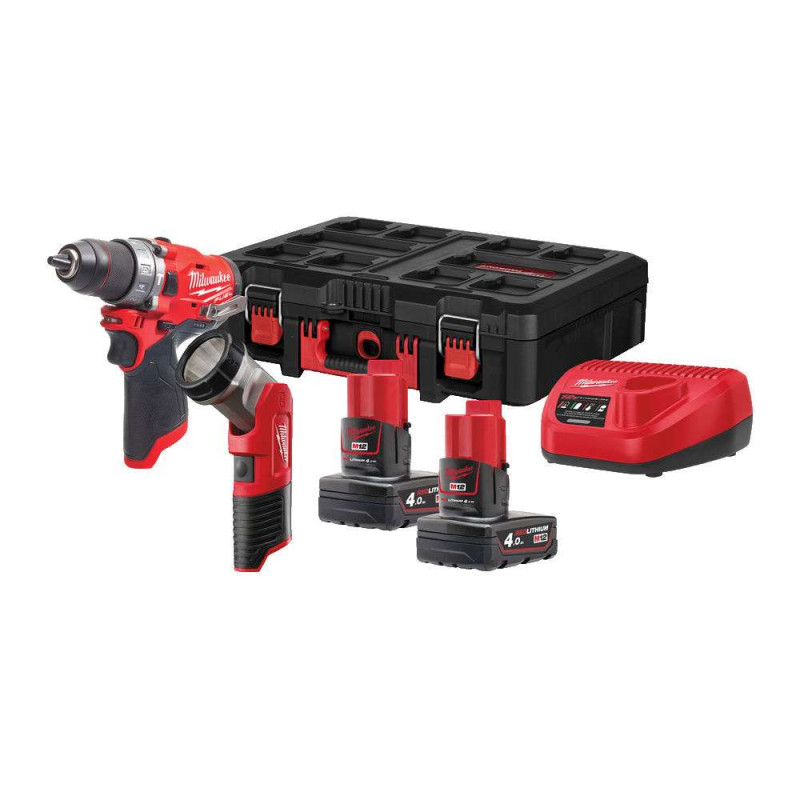 Купити Набор аккумуляторных инструментов Milwaukee M12 FPP2AW-402P. Офіційний магазин Мілвокі Україна, фірмова гарантія з доставкою по Украіні