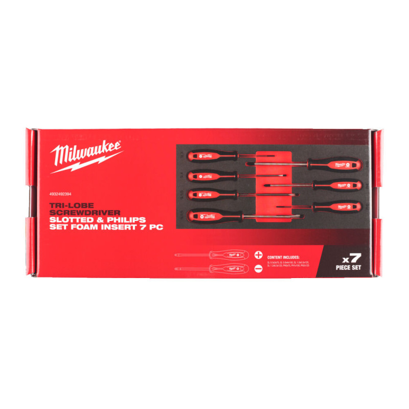 Купити Ложемент з викрутками MILWAUKEE з тригранною рукояткою, SL+PH (7шт) (45х175,8х417мм) для візків. Офіційний магазин Мілвокі Україна, фірмова гарантія з доставкою по Украіні