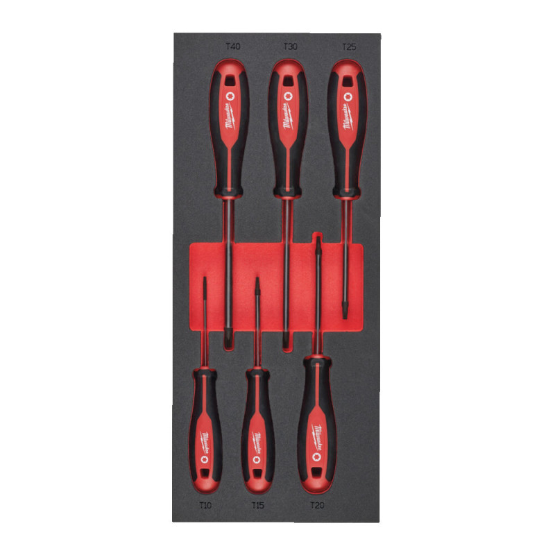 Купити Ложемент з викрутками MILWAUKEE з тригранною рукояткою, TORX (6шт) (45х175,8х417мм) для візків. Офіційний магазин Мілвокі Україна, фірмова гарантія з доставкою по Украіні