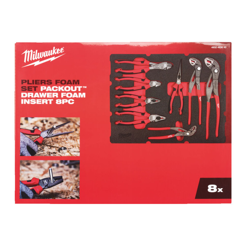 Купити Ложемент для ящика з висувними шухлядами PACKOUT MILWAUKEE з шарнирно-губцевим інструментом (8шт). Офіційний магазин Мілвокі Україна, фірмова гарантія з доставкою по Украіні