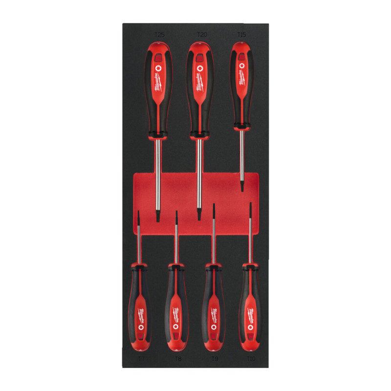 Купити Ложемент з викрутками MILWAUKEE з тригранною рукояткою, TORX (7шт) (45х175,8х417мм) для візків. Офіційний магазин Мілвокі Україна, фірмова гарантія з доставкою по Украіні