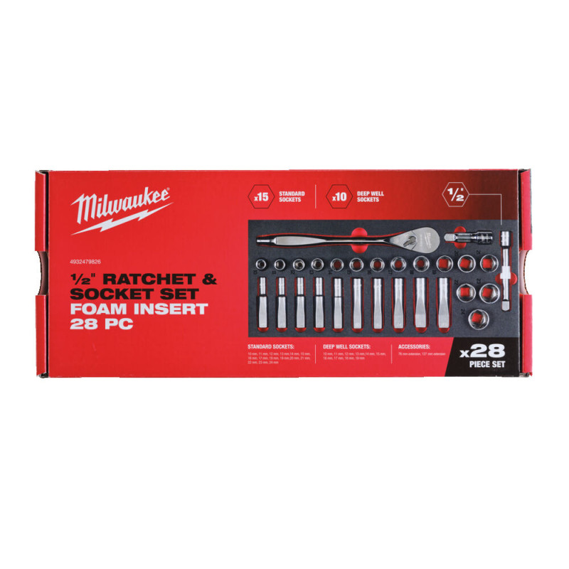 Купити Ложемент с головками хромованими та тріскачкой 1/2'' MILWAUKEE. (28шт) (45х178,5х417мм) для візків. Офіційний магазин Мілвокі Україна, фірмова гарантія з доставкою по Украіні