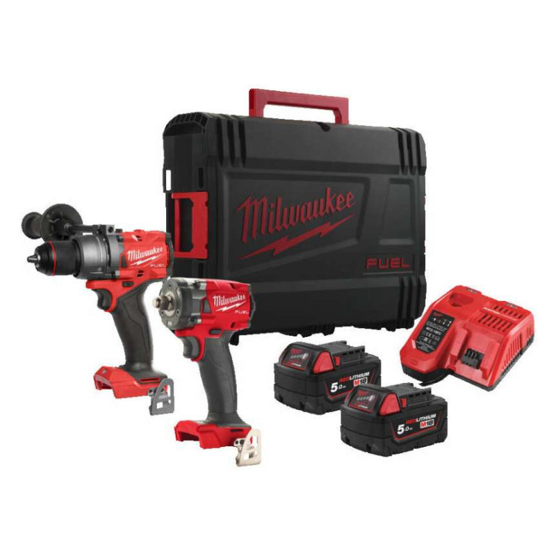Купити Набір акумуляторних інструментів M18FPP2B3-502X MILWAUKEE (Дриль-шуруповерт акумуляторна безщіткова ударна M18 FPD3-0X GEN 4 крут., Гайковерт високомоментний MILWAUKEE 1/2
