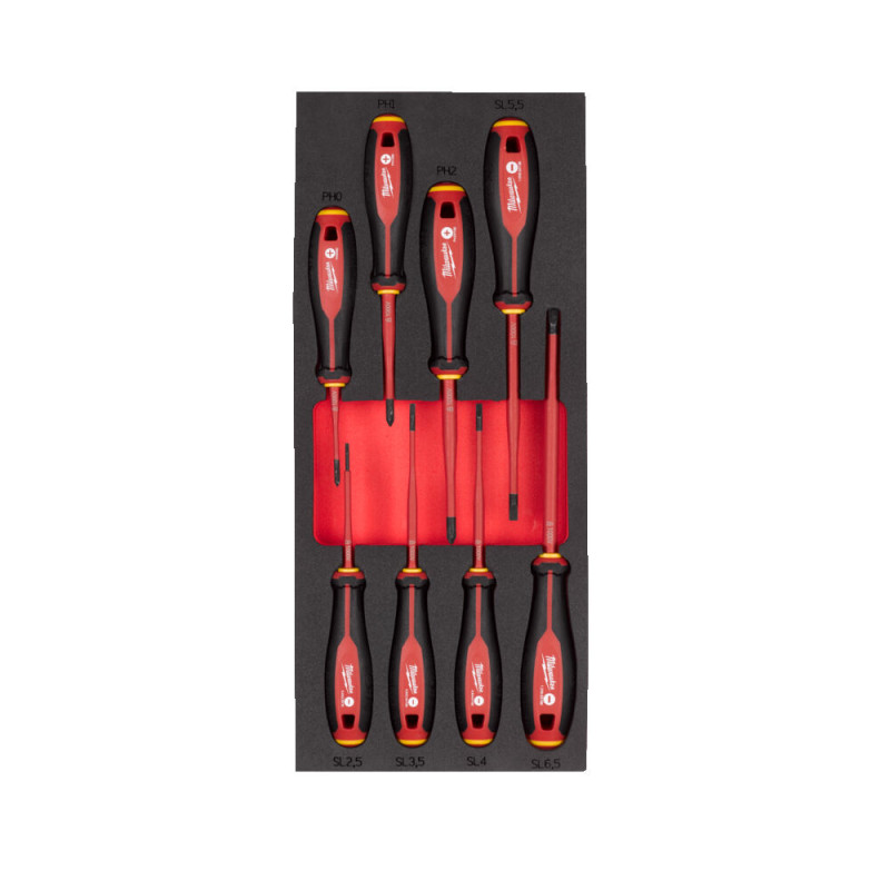 Купити Ложемент з викрутками VDE MILWAUKEE з тригранною рукояткою (8шт) (45х175,8х417мм) для візків. Офіційний магазин Мілвокі Україна, фірмова гарантія з доставкою по Украіні