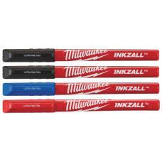 Купити Набір маркерів INKZALL Fine Tip MILWAUKEE, супертонких (синій/ червоний/ чорний/ чорний), (4шт). Офіційний магазин Мілвокі Україна, фірмова гарантія з доставкою по Украіні