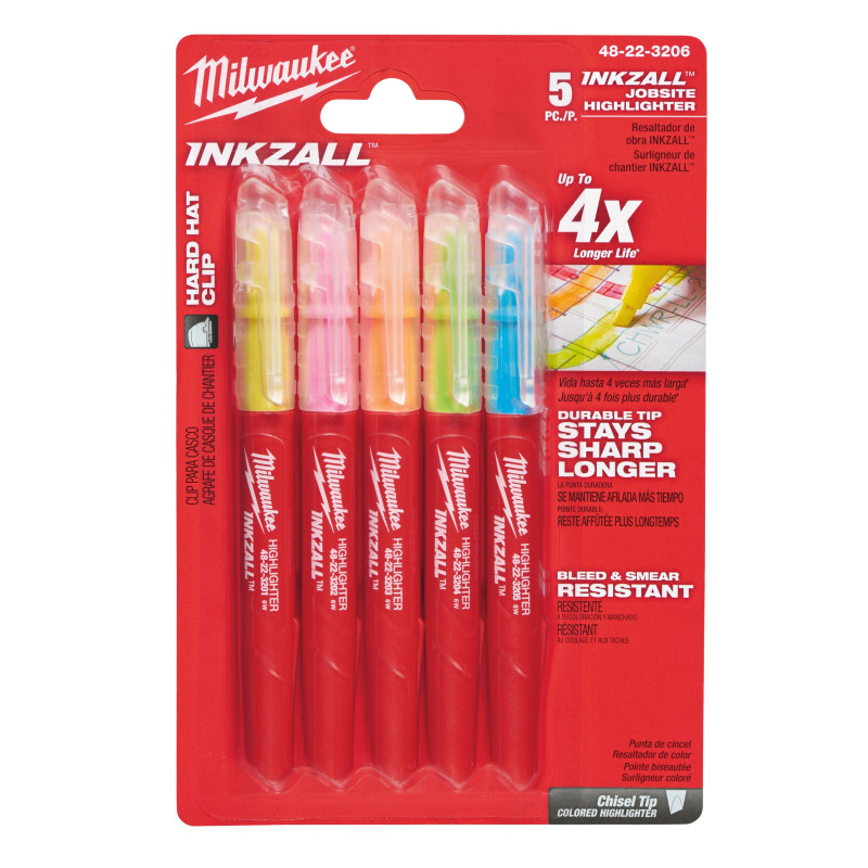 Купити Набір маркерів для текста InkZAll MILWAUKEE, кольорових, (5шт). Офіційний магазин Мілвокі Україна, фірмова гарантія з доставкою по Украіні