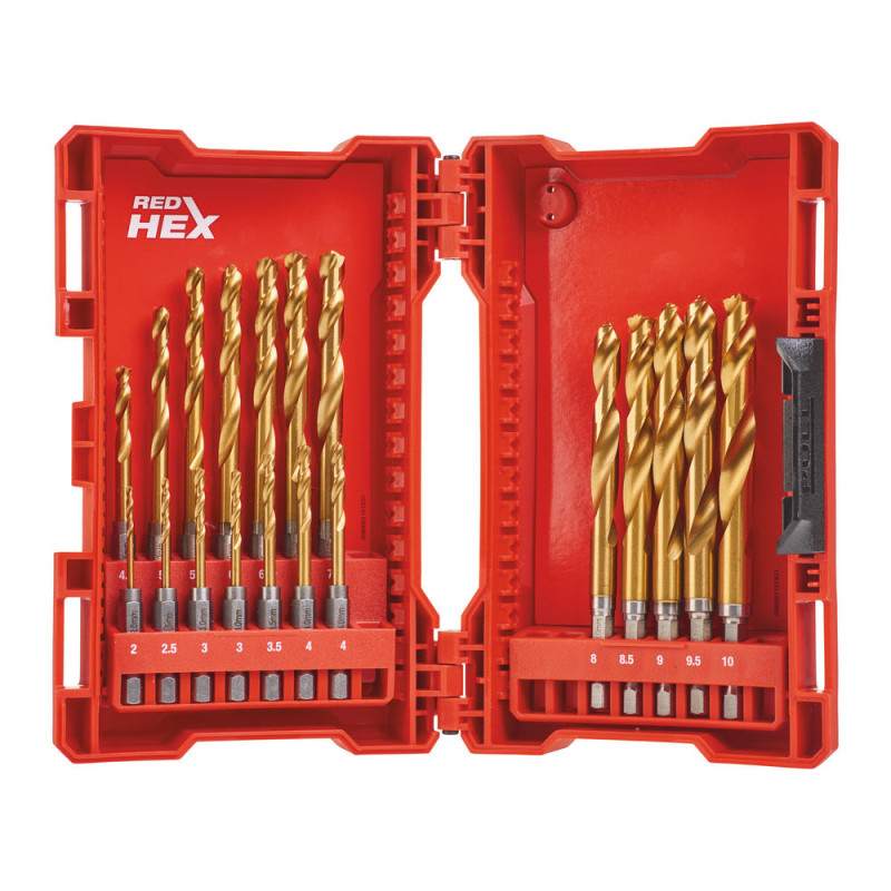 Купити Набір свердел по металу RedHEX SHOCKWAVE HSS-TiN PACKOUT MILWAUKEE, (діаметри 2/2,5/3/3/3,5/ 4/4/4,5/5/5,5/ 6/6,5/7/7,5/8/ 8,5/9/9,5/10мм) (19шт) пластиковий кейс (заміна на 4932499763). Офіційний магазин Мілвокі Україна, фірмова гарантія з доставкою по Украіні