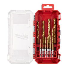 Купити Набір свердел по металу RedHEX SHOCKWAVE HSS-TiN PACKOUT MILWAUKEE, (діаметри 3/3,5/4/4,5/ 5/6/7/ 8/9/10мм) (10шт) пластиковий кейс. Офіційний магазин Мілвокі Україна, фірмова гарантія з доставкою по Украіні