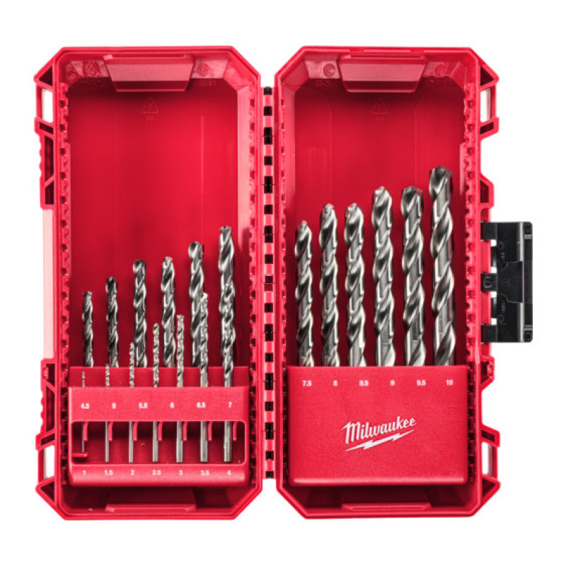 Купити Набір свердел по металу THUNDERWEB HSS-G PACKOUT MILWAUKEE, DIN-338, (діаметр 1/1.5/2/2,5/ 3/3,5/4/4,5/ 5/5,5/6/6,5/ 7/7,5/8/8,5/ 9/9,5/10мм) (19шт), пластиковий кейс. Офіційний магазин Мілвокі Україна, фірмова гарантія з доставкою по Украіні