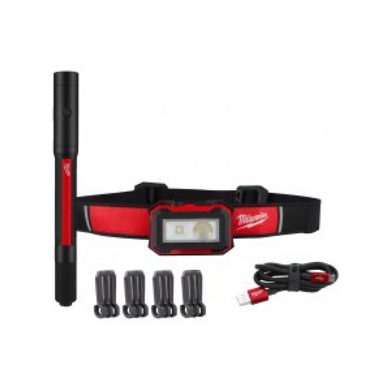 Купити Набір ліхтарів IR HL450PL250 MILWAUKEE 4933492104 (тонкий, налобний, кліпси, кабель usb). Офіційний магазин Мілвокі Україна, фірмова гарантія з доставкою по Украіні
