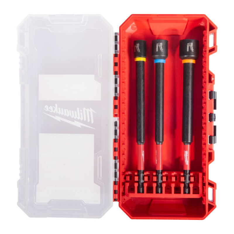 Купити Набір насадок торцевих магнітних под зовнішній 6-гранник ShW MILWAUKEE, 150мм (8/10/13мм) (3шт), пластиковий кейс. Офіційний магазин Мілвокі Україна, фірмова гарантія з доставкою по Украіні