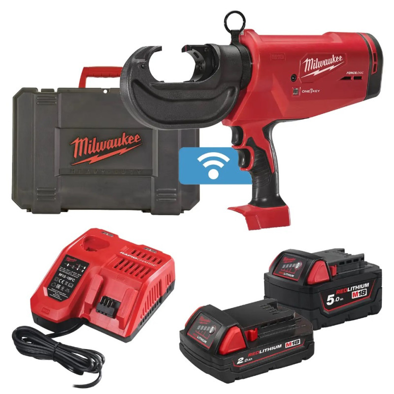 Купити Обтискач гідравлічний акумуляторний для кабелів MILWAUKEE, M18 HCCT109/42-522C (зарядний пристрій М12-18 FС, 1 акумулятор М18 В2 2Аг, 1 акумулятор М18 В5 5Аг, кейс). Офіційний магазин Мілвокі Україна, фірмова гарантія з доставкою по Украіні