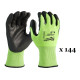 Купити Рукавиці робочі сигнальні Hi-Vis MILWAUKEE, з опором порізам 3/C рівня, розмір 8/M, (144 пари). Офіційний магазин Мілвокі Україна, фірмова гарантія з доставкою по Украіні