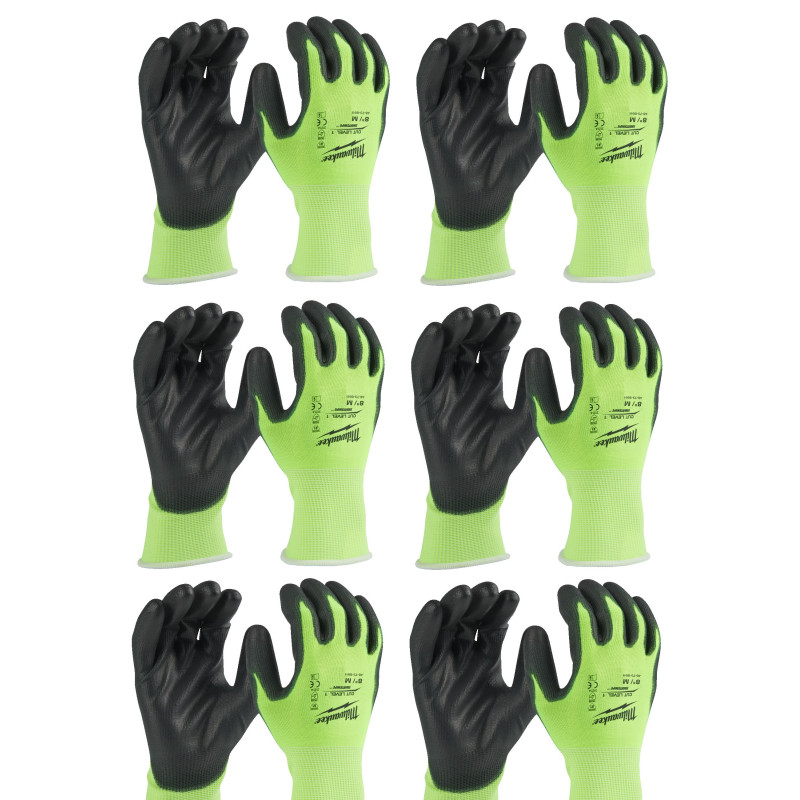 Купити Рукавиці робочі сигнальні Hi-Vis MILWAUKEE, з опором порізам 1/A рівня, розмір 9/L, (12 пар). Офіційний магазин Мілвокі Україна, фірмова гарантія з доставкою по Украіні