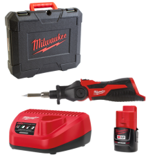 Купити Паяльник акумуляторний MILWAUKEE, M12 SI-201C (зарядний пристрій С12 С, 1 акумулятор М12 В2 2Аг, жало, кейс). Офіційний магазин Мілвокі Україна, фірмова гарантія з доставкою по Украіні