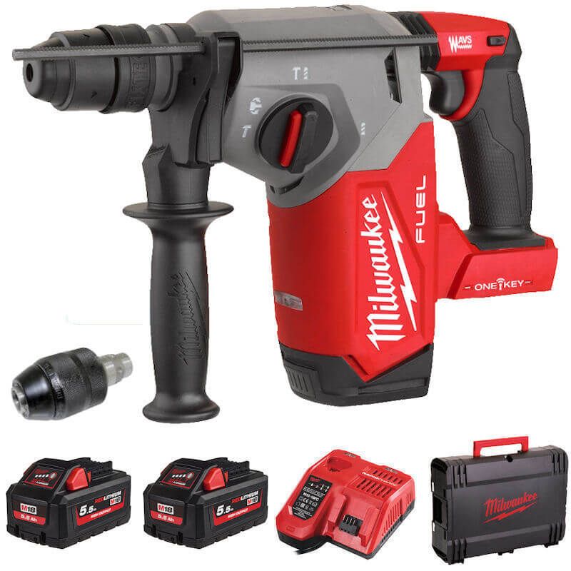 Купити Перфоратор акумуляторний безщітковий SDS-PLUS MILWAUKEE, M18 ONEFHX-552, 2,5Дж (зарядний пристрій М12-18 FC, 2 акумулятори М18 Н. Офіційний магазин Мілвокі Україна, фірмова гарантія з доставкою по Украіні