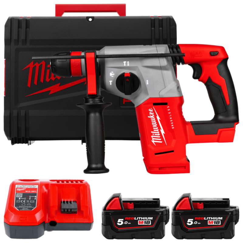 Купити Перфоратор акумуляторний SDS-PLUS MILWAUKEE, M18 BLHX-502X, 2,3 Дж (зарядний пристрій M12-18 FC, 2 акумулятори М18 В5 5Аг, патрон FIXTEC 13мм, HDкейс). Офіційний магазин Мілвокі Україна, фірмова гарантія з доставкою по Украіні