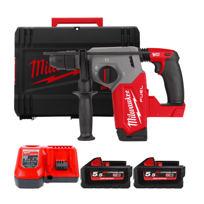 Купити Перфоратор акумуляторний SDS-PLUS MILWAUKEE, M18 FHX-552X, 2,5Дж (зарядний пристрій M12-18 FC, 2 акумулятори М18 НВ5.5 5,5Аг, па. Офіційний магазин Мілвокі Україна, фірмова гарантія з доставкою по Украіні