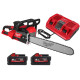 Купити Пила ланцюгова акумуляторна безщіткова MILWAUKEE, M18 F2CHS50-802 (2х18В), шина 50см (каркас) (зарядний пристрій M12-18 FC, 2 акумулятори FB8 8Аг, ключ, чохол, ланцюг, мастило для ланцюга 75мл, картонне пакуванння). Офіційний магазин Мілвокі Україна, фірмова гарантія з доставкою по Украіні