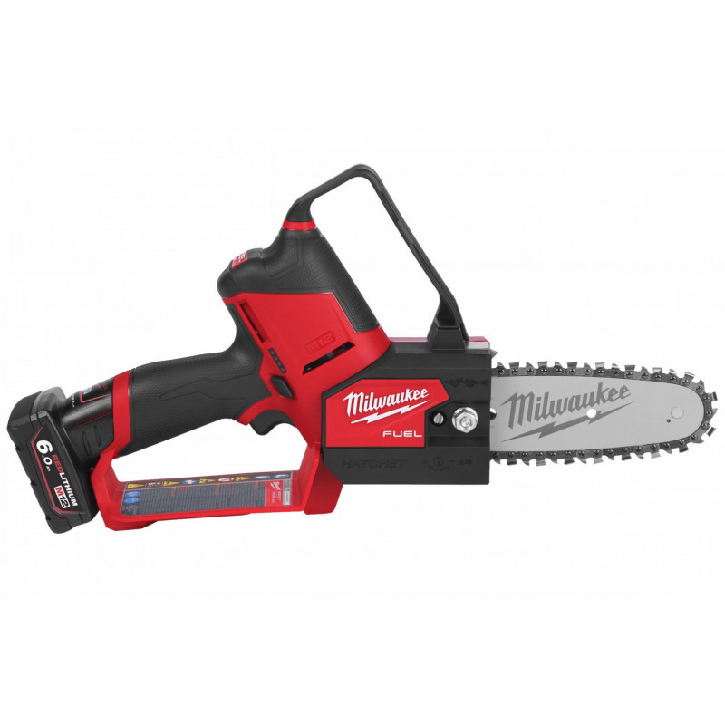 Купити Пила ланцюгова акумуляторна безщітков MILWAUKEE, M12 FHS-602X,  шина 15см (зарядний пристрій С12 С, 2 акумулятори М12 В6 6Аг, чохол, ланцюг, HDкейс). Офіційний магазин Мілвокі Україна, фірмова гарантія з доставкою по Украіні