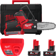 Купити Пила ланцюгова акумуляторна безщітков MILWAUKEE, M12 FHS-602X,  шина 15см (зарядний пристрій С12 С, 2 акумулятори М12 В6 6Аг, чохол, ланцюг, HDкейс). Офіційний магазин Мілвокі Україна, фірмова гарантія з доставкою по Украіні