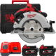 Купити Пила дискова ручна аккумуляторна MILWAUKEE, M18 BLCS66-502X, діаметр 165мм (зарядний пристрій M12-18 FC, 2 акумулятори M18 B5 5Аг, пиляльний диск, паралельний упор, адаптер для пилососу, ключ для диска, HDкейс). Офіційний магазин Мілвокі Україна, фірмова гарантія з доставкою по Украіні