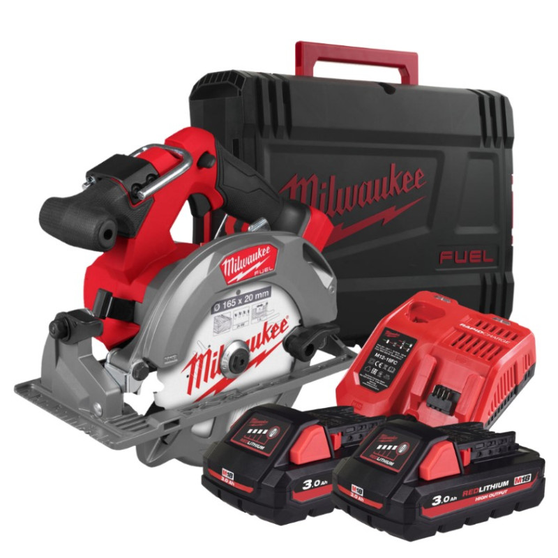 Купити Пила дискова ручна акумуляторна MILWAUKEE, M18 FCS552-302X, діаметр 165мм (зарядний пристрій М12-18 FC, 2 акумулятори М18 НВ3 3Аг, аксесуари, HDкейс). Офіційний магазин Мілвокі Україна, фірмова гарантія з доставкою по Украіні