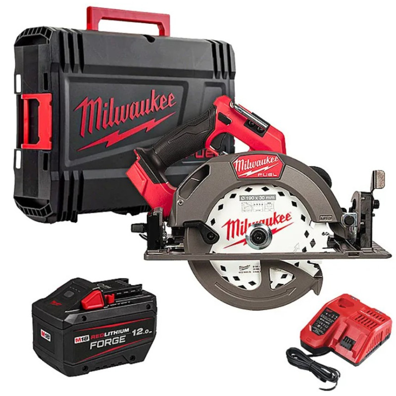 Купити Пила дискова ручна акумуляторна MILWAUKEE, M18 FCS66GR3-121C, діаметр 190мм (зарядное устройство М12-18 FC, 1 аккумулятор М18 FB12 12Аг FORGE, аксесуари, кейс). Офіційний магазин Мілвокі Україна, фірмова гарантія з доставкою по Украіні