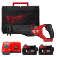Купити Пила шабельна акумуляторна безщіткова MILWAUKEE, M18 FHZ-502X (зарядний пристрій M12-18 FC, 2 акумулятори М18 В5 5Аг, полотно, HDкейс). Офіційний магазин Мілвокі Україна, фірмова гарантія з доставкою по Украіні