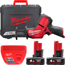 Купити Пила шабельна акумуляторна безщіткова MILWAUKEE, M12 CHZ-402C (зарядний пристрій С12 С, 2 акумулятори М12 В4 4Аг, полотно, кейс). Офіційний магазин Мілвокі Україна, фірмова гарантія з доставкою по Украіні