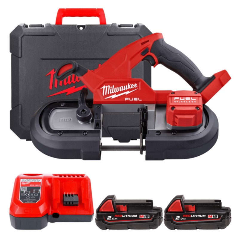 Купити Пила стрічкова акумуляторна MILWAUKEE, M18 FBS85-202C (зарядний пристрій M12-18 FC, 2 акумулятори М18 В2 2Аг, аксесуари, кейс). Офіційний магазин Мілвокі Україна, фірмова гарантія з доставкою по Украіні