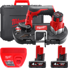 Купити Пила стрічкова акумуляторна MILWAUKEE, M12 BS-402C (зарядний пристрій С12 С, 2 акумулятори М12 В4 4Ач, полотно, кейс). Офіційний магазин Мілвокі Україна, фірмова гарантія з доставкою по Украіні