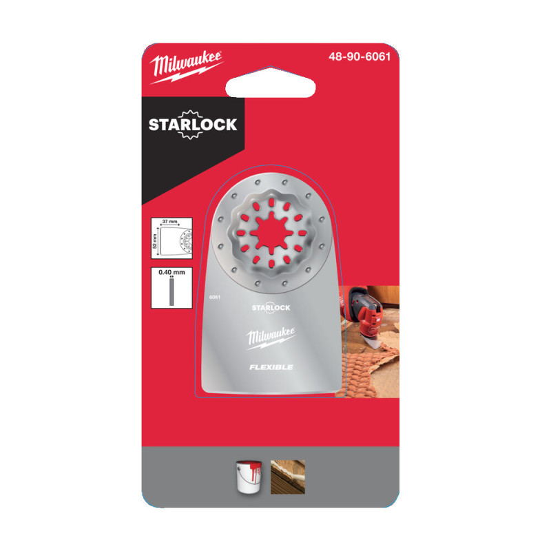 Купити Шкребок гнучкий для мультітула STARLOCK MILWAUKEE 52x37мм (для видалення герметиків, фарби). Офіційний магазин Мілвокі Україна, фірмова гарантія з доставкою по Украіні