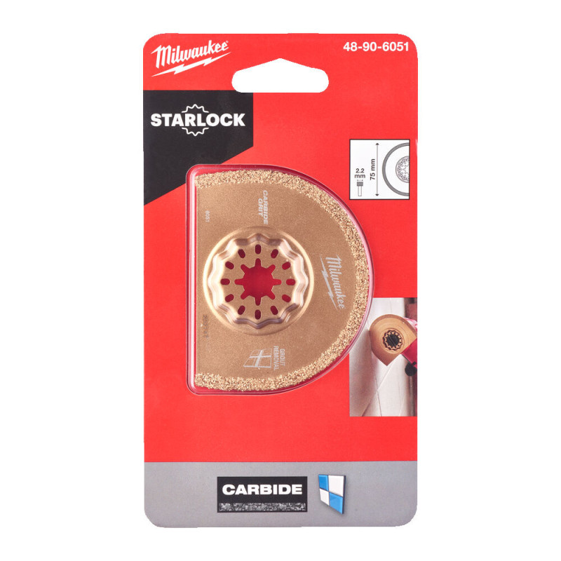 Купити Полотно для мультітула STARLOCK MILWAUKEE, Carbide Grit 75х20х2,2мм (видалення затирки). Офіційний магазин Мілвокі Україна, фірмова гарантія з доставкою по Украіні