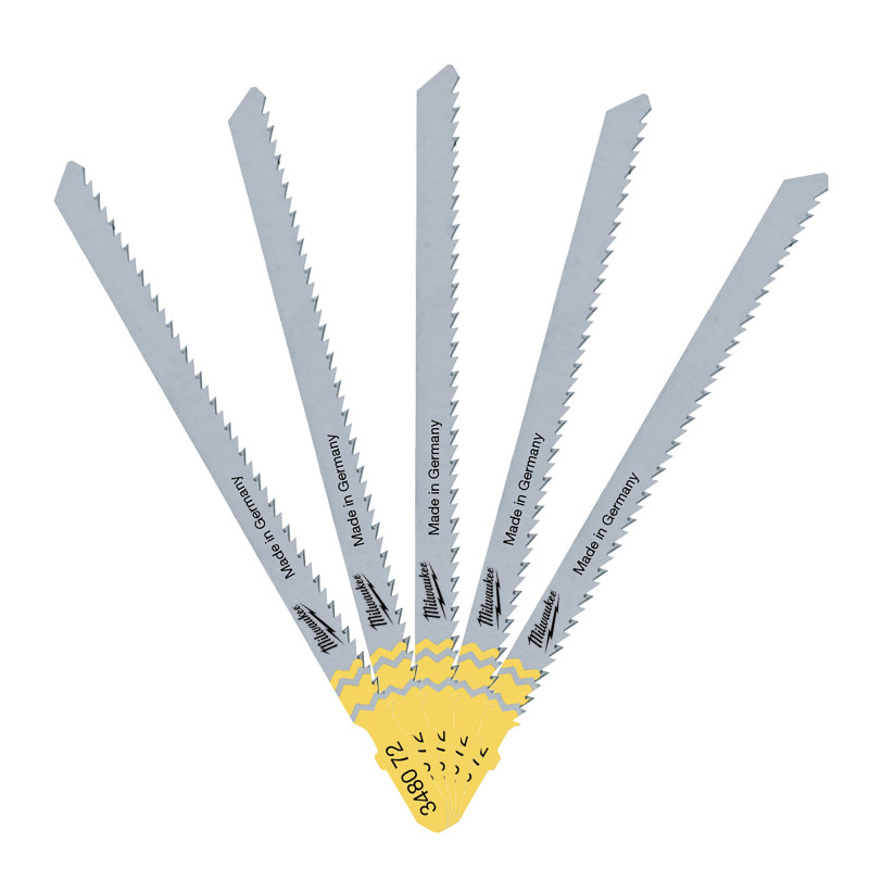 Купити Полотна для лобзиків T101BR MILWAUKEE, 105х2,5мм, (5шт), (зворотній різ). Офіційний магазин Мілвокі Україна, фірмова гарантія з доставкою по Украіні