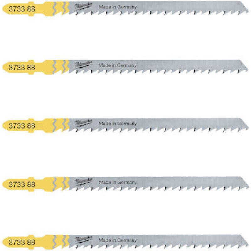 Купити Полотна для лобзиків T101DP Sp. MILWAUKEE, 105х4,0мм, (5шт), (деревина, прямий різ). Офіційний магазин Мілвокі Україна, фірмова гарантія з доставкою по Украіні