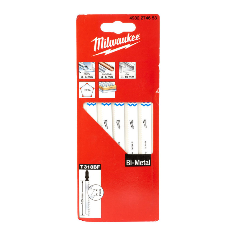 Купити Полотна для лобзиків T318BF Bi-Metal MILWAUKEE, 105мм/ крок зуба 1,0мм, (5шт), (універсальні). Офіційний магазин Мілвокі Україна, фірмова гарантія з доставкою по Украіні